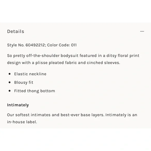 Free People Pretty Petal Off-Shoulder Blue Patterned Bodysuit NWT SZ M - Picture 14 of 15